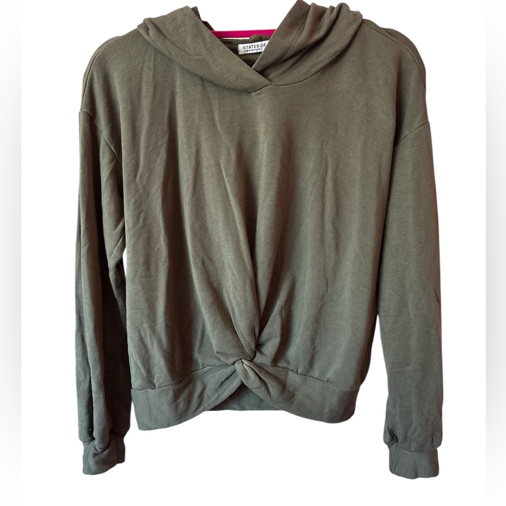 Stateside Olive Green Twist Front Hoodie